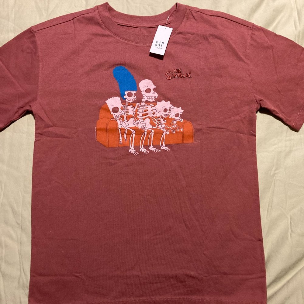 Gap Kids Graphic Tee The Simpsons Girls Size 8 Dark Red Shirt Brand New